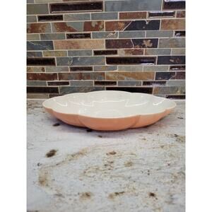 Vintage Red Wing Pottery Console Bowl, Burnt Orange, Fleck Scalloped MCM